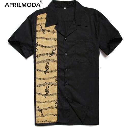 1950s Rockabilly Shirt Men Retro Vintage Western Cowboy Short Sleeve Hawaiian Punk Rave Uniforms Rolling Rock Tops Male