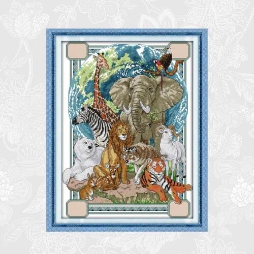 Joy Sunday Chinese Cross Stitch Kits Zoo DMC 14CT 11CT Printed Fabric Animal Pattern Home Decor Painting Factory Wholesale
