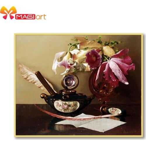 Cross stitch kits Embroidery needlework sets 11CT water soluble canvas patterns 14CT Flowers -NCMF355