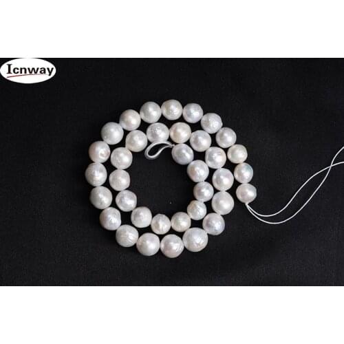 Natural Edison Freshwater Pearl white 11-12mm round For Jewelry Making 15inches DIY necklace bracelet FreeShipping Wholesale