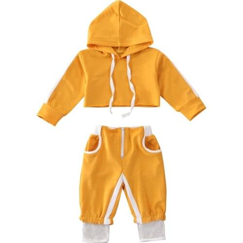 New Toddler Baby Girls Sport Clothes Hood Crop Tops Pants Tracksuit Casual Outfits
