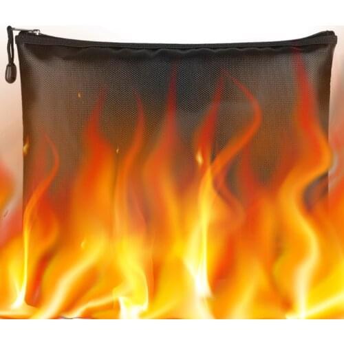 Fireproof Document Bags Waterproof Money Bag Safe Storage Pouch with Zipper for A4 Document Holder File Cash G5AE