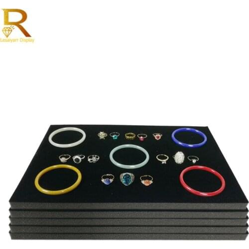 Wholesale 5pcs/lot Tray Ring Inserts Liners Grey/Black Velvet Jewelry Rings 100 Slots Foam Showed Case
