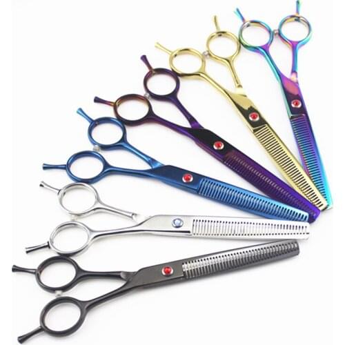 Professional Japan 440c 6.5 '' pet dog grooming hair scissors dog sissors barber haircut thinning shears Hairdresser scissors