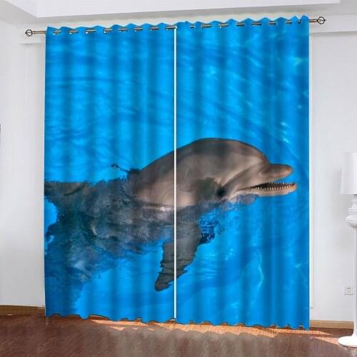 3D Luxury Curtains Custom Animals In The Blue Sea Photo Printing Blackout For Living Room Bedroom 3D Curtain