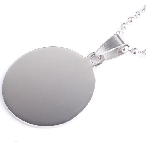 Silver color smooth round pendant necklaces bead chain for men women 316L Stainless Steel wholesale