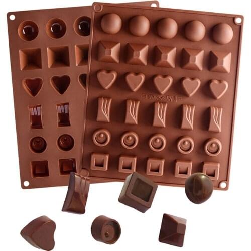 30 Cells Silicone Chocolate Moulds Round Heart 6 Shape Chocolate Baking Tools Non-Stick cake Jelly Candy Mold