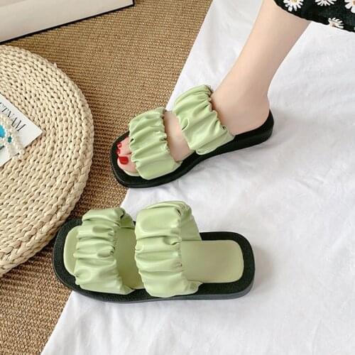 Shoes For Girls Womens Slippers Outdoor Slides Fashion Pantofle Lady Luxury 2020 Summer Flat Soft Basic Scandals PU Fabric Rome