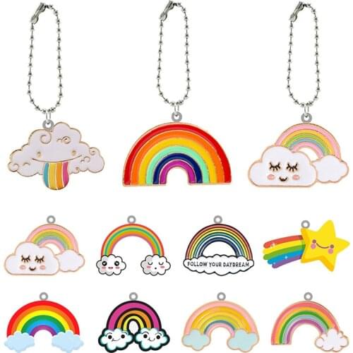 TAFREE Cartoon Rainbow Creative Design Interesting Multi-Style Keychain Acrylic Doll Keychain Boys Girls Fashion Jewelry