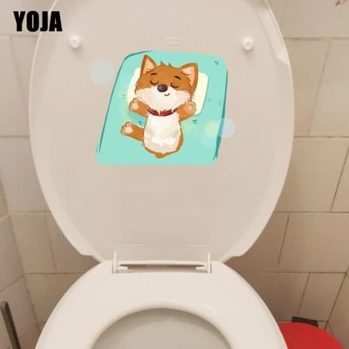 YOJA 22.5*17.6CM Funny Animal Dog Toilet Decal Wall Sticker BedRoom Home Decoration T3-0543