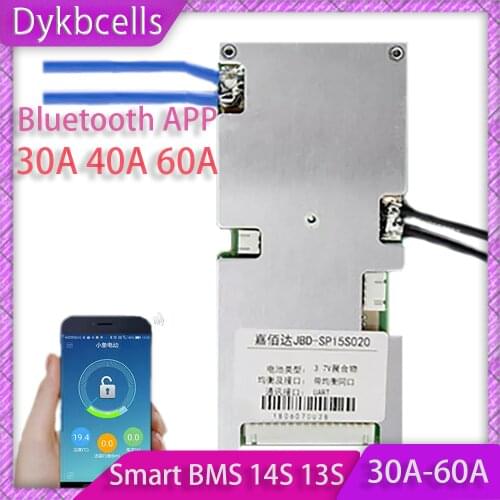 Smart BMS 14S 13S 48V Lithium Battery Protection Board balance Li-ion Lipo 60A 40A 30A 20A Bluetooth APP PC monitor 3.6V 3.7V