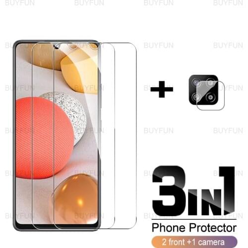 For samsung A42 5G 6.6'' 3in1 front screen protector camera film for samsung galaxy galaxi a42 a 42 5g full cover tempered glass