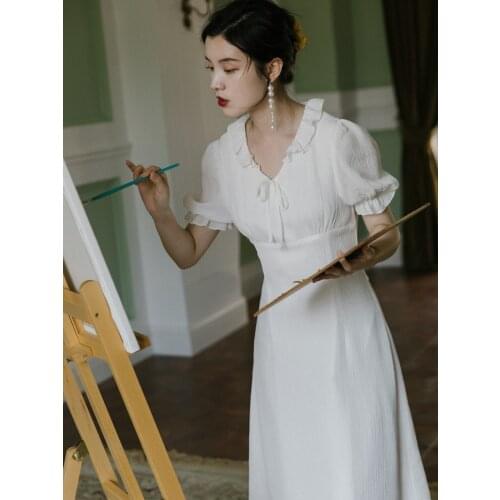2020 new fashion womens clothing dress women dresses V-Neck Vintage