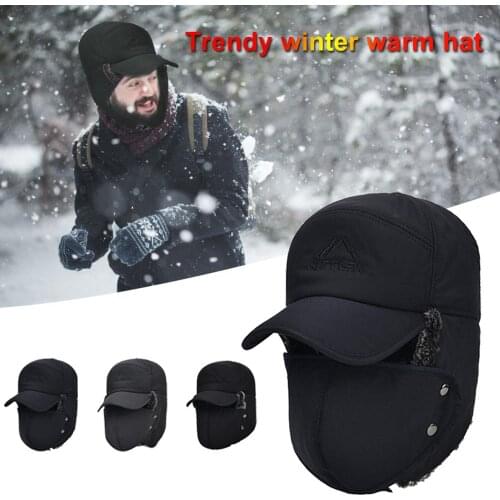 Trend Winter Thermal Bomber Hats Men Women Fashion Ear Protection Face Warmer Windproof Ski Cap Velvet Thicken Couple Fur Hat