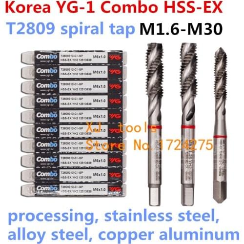 100% original Korea YG-1 HSS-EX T2809 spiral tap M1.6 M2 M2.2 M2.5 M3 M3.5 M4 M5 M6 M8 M10 M12 M14 M16 M18 M20 M22 M24 M27 M30