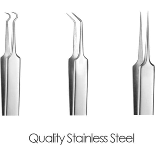 3PCS Stainless Steel Extractor Blackhead Remover Needles Dots Cleaner Acne Blemish Remover Needles Set Black Spot Pore Cleanser