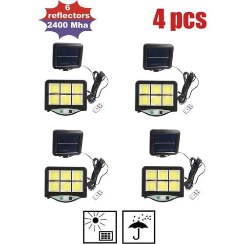 4pcs seperable LED Solar Light Outdoor Solar Lamp PIR Motion Sensor Solar Powered Spotlight Sunlight Street Light Waterproof rem