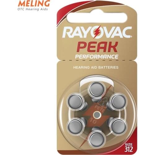 Meling 60PCS RAYOVAC PEAK Hearing Aid Batteries A312 312A ZA312 312 PR41 S312, 60 PCS Battery Zinc Air 312/A312