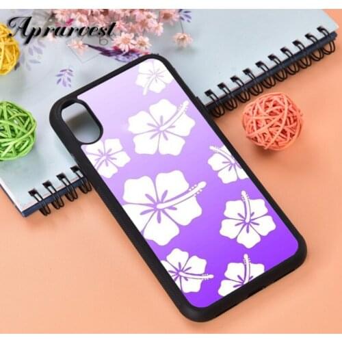 Aprarvest Hawaiian flowers Purple Silicone Rubber Phone Case Cover For iPhone 6 6S 7 8 PLUS X XS XR 11 12 MINI PRO MAX