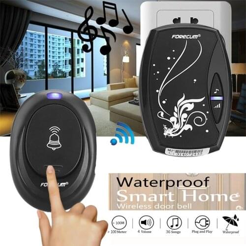 1 Transmitter+ 1 Receiver Wireless Doorbell Kit Home Security Smart Doorbell Chimes Waterproof Touch Button Long Transmission
