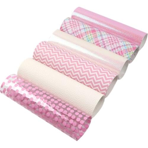 David accessories 20x33cm 6pcs/Set Synthetic Leather Set Vinyl Faux Artificial Fabric DIY Sewing Garment HairBow Bags,1Yc7302