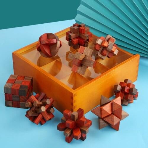 Childrens Wooden Stress Relief Fidget Toys Luban Interlock Puzzle DecipheringToy Montessori Educational Magic Cube Kids Gift