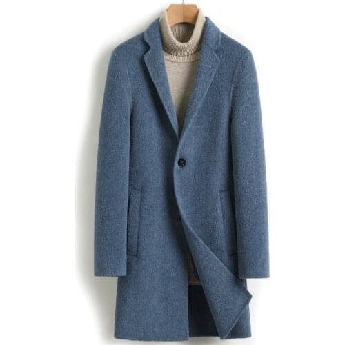 Double-sided Wool Coat Men Cashmere Long Jacket Men Korean Autumn Mens Overcoat Coats and Jackets Abrigo Hombre 2019 4432 J3589