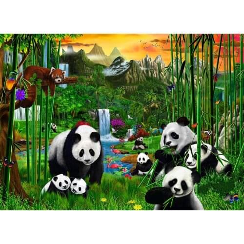 Jmine Div 5D panda zoo bamboo Full Diamond Painting cross stitch kits art High Quality Animal 3D paint by diamonds