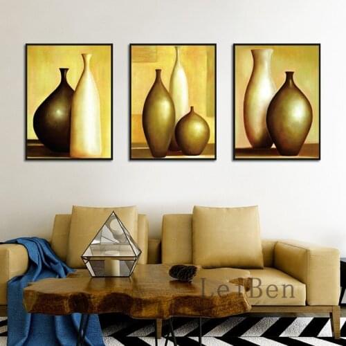 Classic Retro Poster Golden Different Shaped Bottles Art Home Wall Decor Painting Canvas Prints Poster Modern Space Art Picture