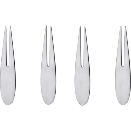 4 Pcs Cocktail Tasting Forks, Mini Fruit Appetizers Forks, 304 Stainless Steel Forks For Mooncake, Pastry, Cake-ABUX