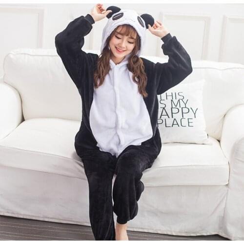 Halloween Costume Anime Cosplay Kigurumi Adult Panda Onesies Jumpsuit Warm Hooded Pajamas For Women Men