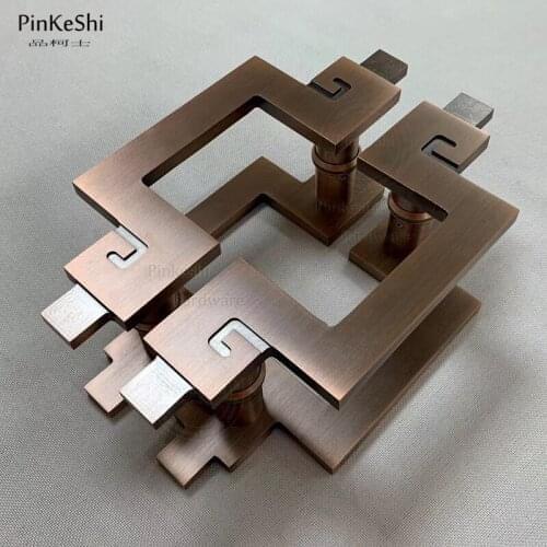 Red bronze color solid door handles for hotel entrance glass /wooden/aluminum door handles