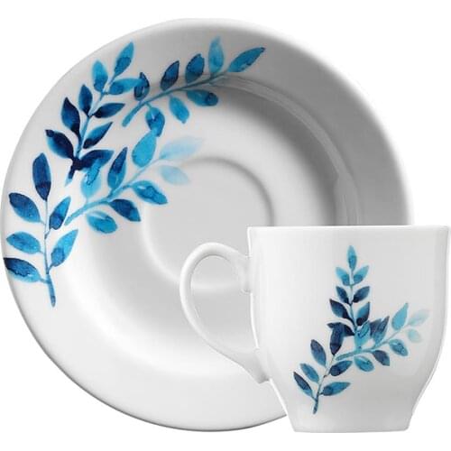 Kutahya Porcelain Jasmine 10889 Pattern 6 Person Coffee Cup Set Turkish Coffee Espresso Made in Turkey %100 Original