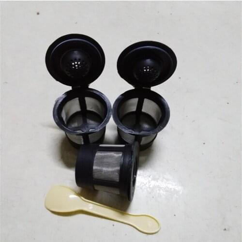 PP+Stainless steel Refillable 3 PCS/set Reusable Coffee Filter Capsules Stainless Steel Filter K-Cup Basket with Scoop