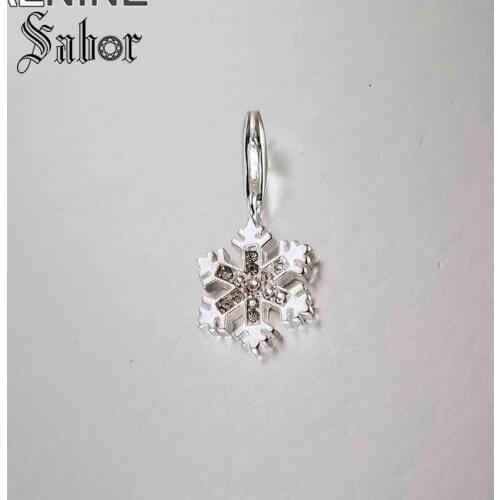 Fashion Silver Color CZ Crystal Snowflake Diy Charms Fit Bracelets & Necklaces Making Jewelry For Women Breloque 297