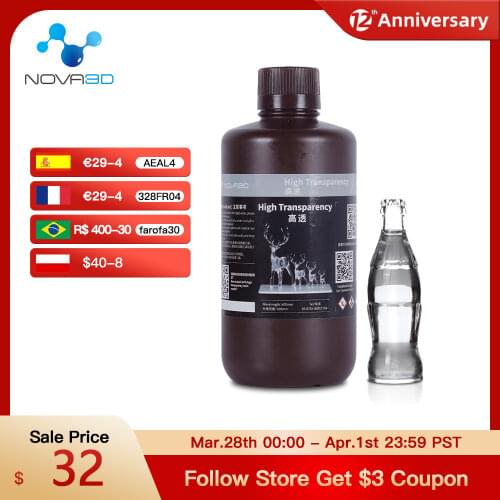 NOVA3D UV Resin for 3d Printer Transparent Resin 405nm Photopolymer Resin Monochrome LCD 3d Printing Clear Red Resin Materials