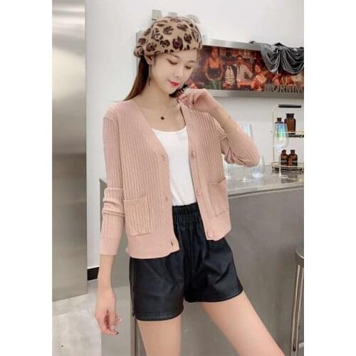 9 PCS Wholesale Women Cardigan long Sleeve Sweaters Single Breasted Knitwear Autumn winter Solid Tops woman sweaters