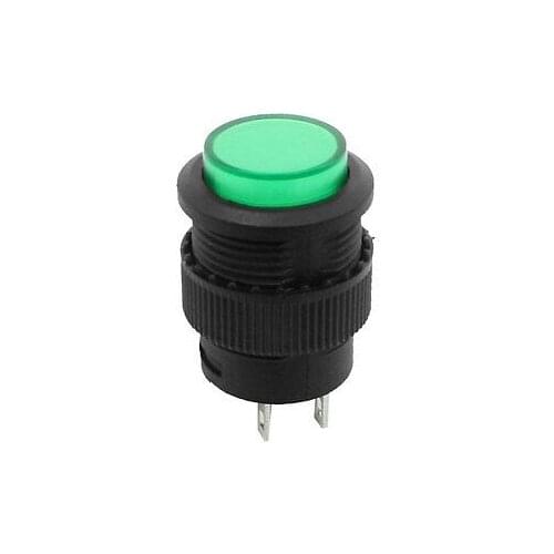 Flat Button SPST NO. Self Locking Green Light Indicator Lamp Pushbutton Switch