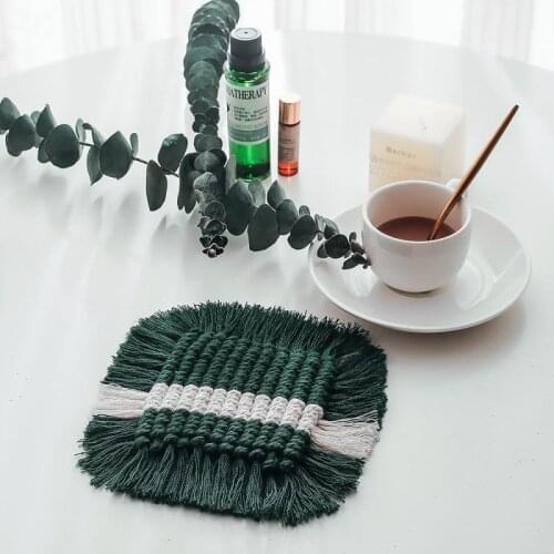 Handmade Cotton Braid Coaster Macrame Cup Cushion Mat Bohemia Style Non-slip Cup Mat Insulation Coffee Pad Placemat For Table