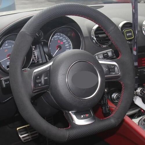 Non-slip Black Suede Leather Car Steering Wheel Cover For Audi R8 2008-2010 TT 2008-2015 TTS 2009-2015 TT RS 2012-2013