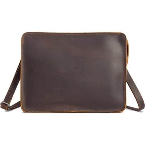 Cowhide Luxury Brand Genuine Leather for Men Laptop Briefcase Fashion Mens Business Bags Casual Leather Messenger Bag Retro