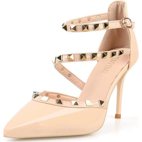 Womens shoes summer sandals Sexy tip 2020 new summer rivet sexy lady 9CM high heel sandals ladies single shoes