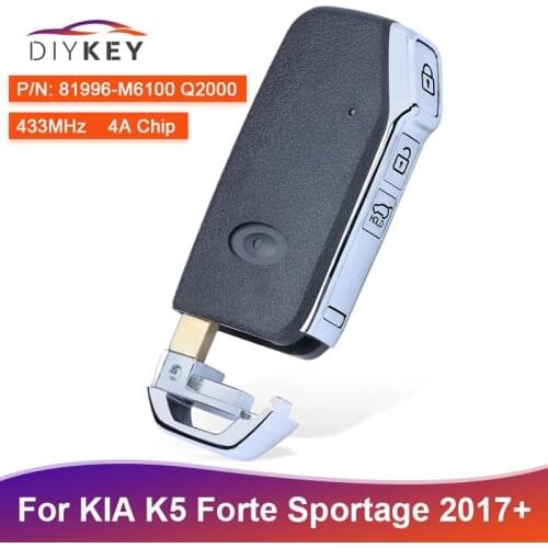 DIYKEY 81996-M6100 4A Chip 433MHz Keyless for Kia Sportage K5 Forte Cerato 2017 2018 2019+ Car Remote Key Q2000 Auto Smart Card