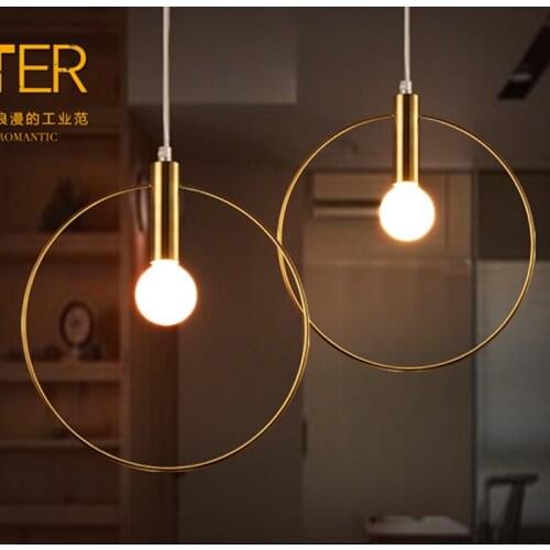 Modern Gold single ring Pendant Light For Lobby Dining Room Arts Decoration lighting Antique Simple Pendant Lamp E14