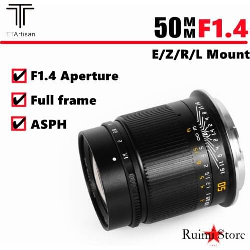 TTArtisan 50mm F1.4 ASPH Full Frame Manual Focus Lens for SonyE /NikonZ /CanonR /Sigma Leica Panasonic L Mount Cameras
