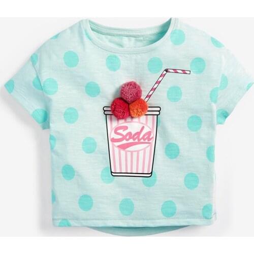 European Polka Dot T-shirt For 2-7T Baby Girls Summer Short Sleeve Casual Cotton Tees Top Kids Children T Shirt Kids mujer