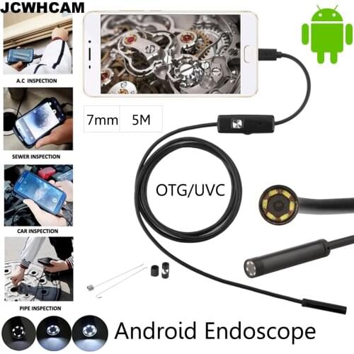 JCWHCAM 10pcs/lot 7mm Len Waterproof Android Endoscope 5M Cable USB Endoscope Camera Inspection Borescope Camera Car Endoscope