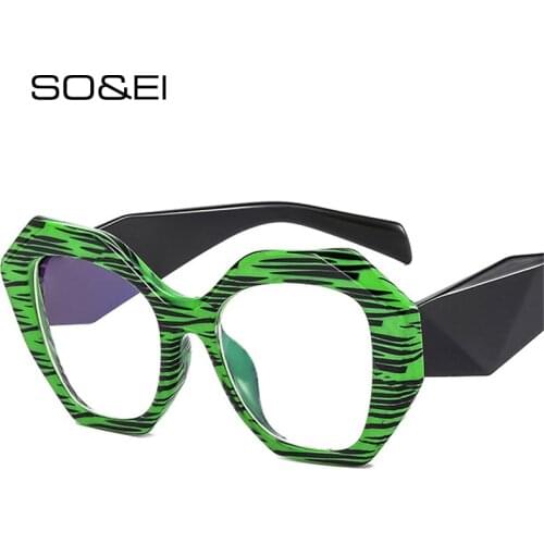 SO&EI Retro Polygon Candy Color Women Glasses Frame Clear Anti-Blu-Ray Lens Eyewear Spring Hinge Men Optical Eyeglasses Frame