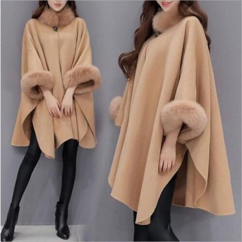 2021 Winter High Quality Woolen Cloth Shawl Cape Poncho With Belt Women Mid-length Korean Sleeveless Plus Size Ladies Cape Coats