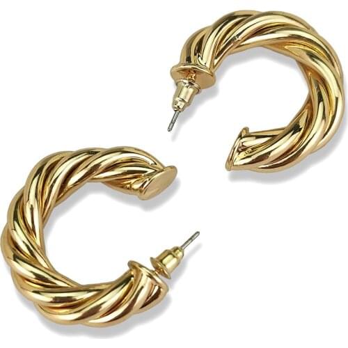 MANILAI Twist Copper Stud Earrings For Women Fashion C Small Earrings Simple Jewelry Golden Silver Color Brincos 2020